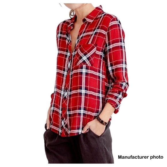 Rails Hunter Button-Front Shirt in Crimson Navy - Picture 11 of 11